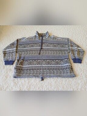 Express French Country Sweater Mens Large Fair Isle Blue Gray Vintage Korea
